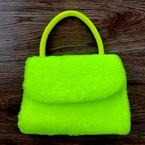 Fuzzy green/yellow green mini purse